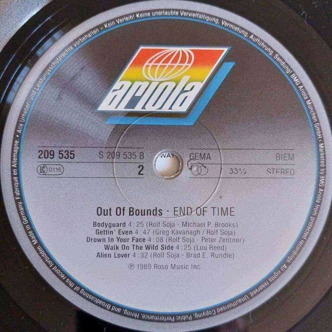 Out Of Bounds End Of Time 1989 I Plak Sesi